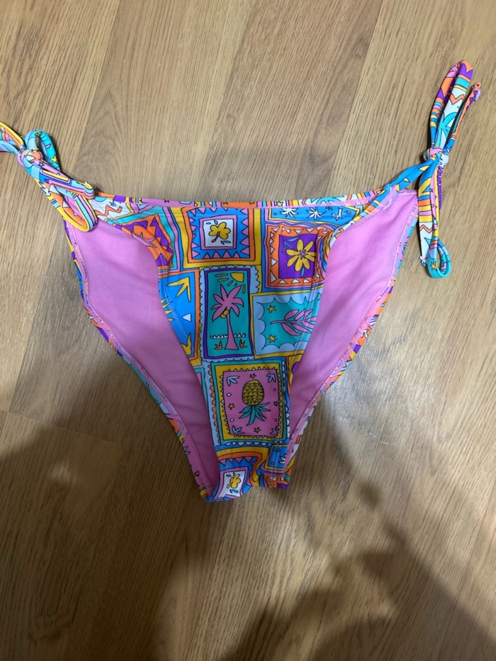 Wild Fable Bikini Bottoms Side Tie Colorful Print Size Small